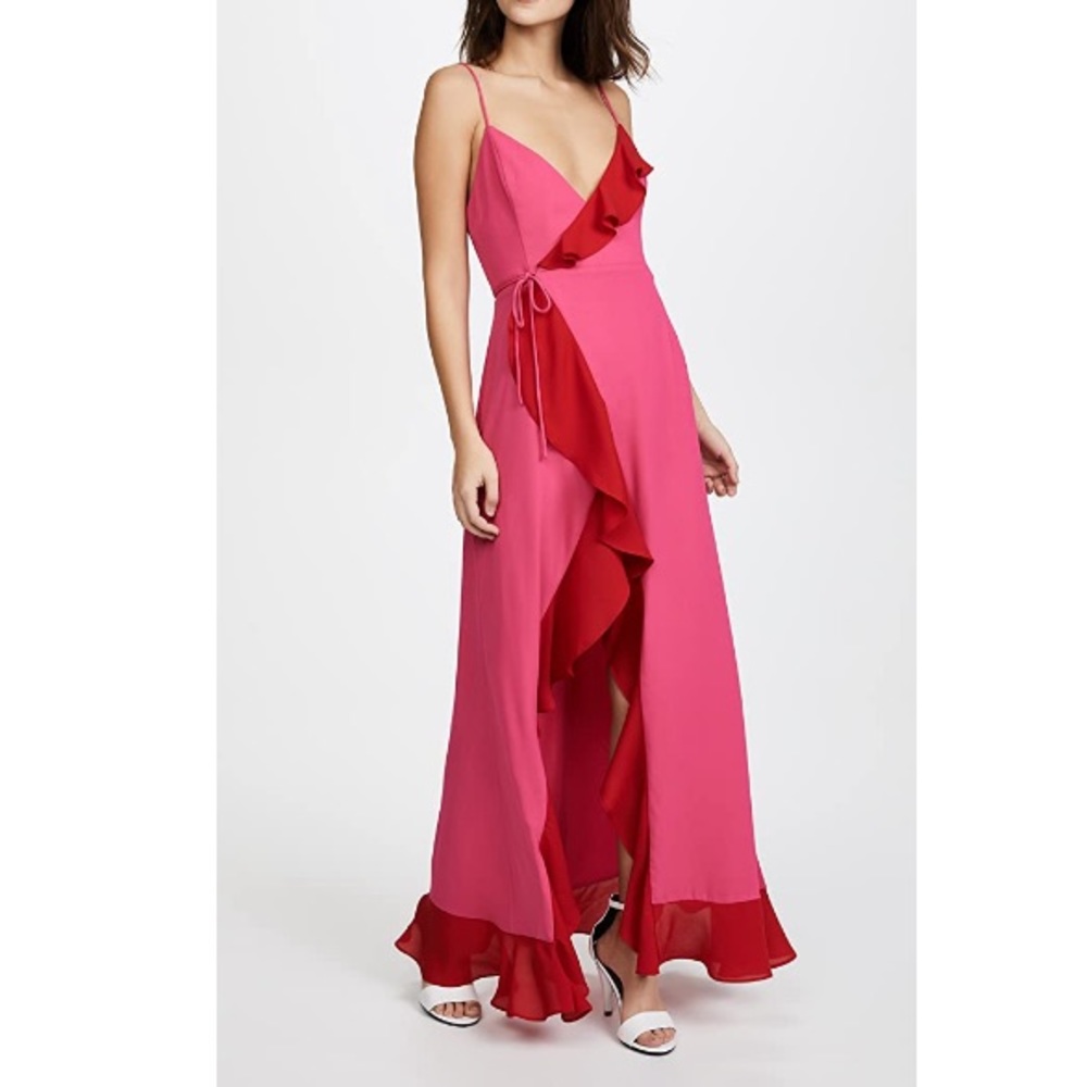 Frame Partners pink red dress